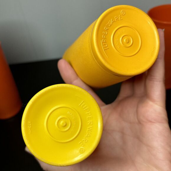Vintage Tupperware Tumblers Cups 873 - 12 oz. Harvest Colors Set of 5 Stackable - Picture 9 of 14